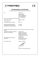 Konformitätserklärung Luftbefeuchter B 3 E / B 4 E (INT)