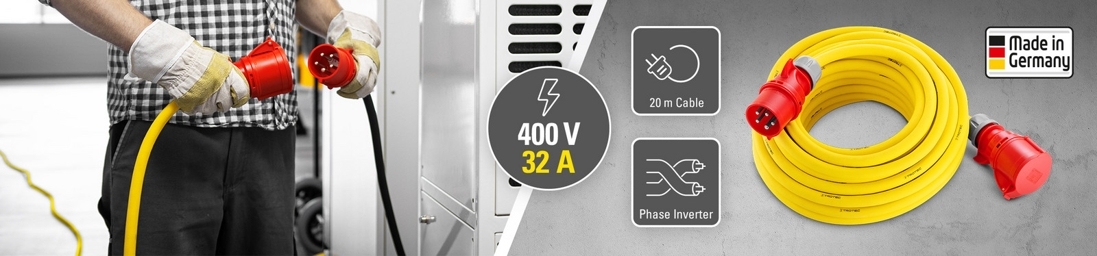 Profi-produžni kabel 400 V (32 A) – Made in Germany
